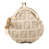 Secondhand Fendi Zucchino Canvas Kiss Lock Coin Purse