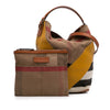 Burberry Medium Mega Check Canvas and Calfskin Chevron Ashby Bucket Secondhand