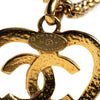 Chanel Gold Plated CC Heart Pendant Necklace Secondhand