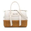Miu Miu Wicker Trimmed Leather Top Handle Bag Secondhand