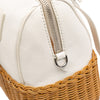 Miu Miu Wicker Trimmed Leather Top Handle Bag Secondhand
