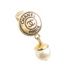 Secondhand Chanel Gold Plated Faux Pearl Logo Clip on Drop Earrings