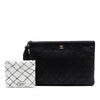 Chanel Large Quilted Lambskin Double Stitch Tassel O Case Clutch Secondhand