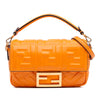 Secondhand Fendi Mini Zucca Embossed Leather Baguette Satchel