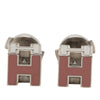Hermès Palladium Plated Enamel Cage dH Cube Push Back Earrings Secondhand