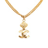 Secondhand Chanel CC Gold Plated Double Chain Clover Pendant Necklace