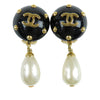 Secondhand Chanel CC Resin Dangling Faux Pearl Clip on Earrings