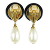 Secondhand Chanel CC Resin Dangling Faux Pearl Clip on Earrings