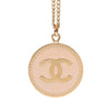 Chanel CC Gold Plated Enamel Round Pendant Necklace Secondhand