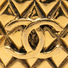 Chanel CC Gold Plated Quilted Round Brooch Secondhand
