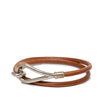 Hermès Leather and Palladium Plated Jumbo Hook Double Tour Bracelet Secondhand