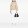 Burberry Small Leather Trimmed House Check Canvas Bridle Orchard Satchel Secondhand