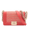 Chanel Small Straw and Lambskin Boy Flap Secondhand