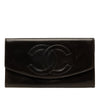 Chanel CC Lambskin Stitched Double Flap Long Wallet Secondhand
