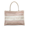 Secondhand Dior Medium Embroidered Canvas Stripes Book Tote