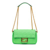 Fendi Zucca Embossed Leather Chain Midi Baguette Secondhand