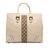 Gucci Calfskin and GG Canvas Nailhead Tote Secondhand