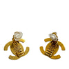 Chanel CC Gold Plated Turn Lock Clip on Earrings Secondhand