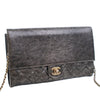 Chanel Cracked Metallic Calfskin Zip Away Chain Clutch Secondhand