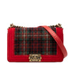 Chanel Old Medium Quilted Tweed and Velvet Boy Flap Secondhand