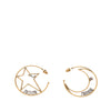 Dior Gold Plated Moon and Star JAdior Hoop Push Back Earrings Secondhand
