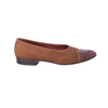 second hand Brown Leather Ballet Flats With Croc-Effect Toe