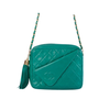 Secondhand Chanel Emerald Green Quilted Lambskin Front Pocket Tassel Camera Bag Gold Hardware -'90s