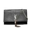 Saint Laurent Medium Croc Embossed Leather Monogram Kate Tassel Crossbody Secondhand