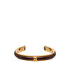 Hermès Gold Plated and Leather Cuff Bracelet Secondhand