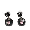 Chanel Resin CC Dice and Heart Crystal Drop Push Back Earrings Secondhand