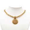 Chanel CC Gold Plated Round Pendant Necklace Secondhand