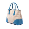 Prada Medium Saffiano Cuir Trimmed Canvas Double Satchel Secondhand