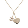 Chanel Gold Plated Enamel CC Heart Pendant Necklace Secondhand