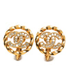 Chanel Gold Plated CC Crystal Twisted Round Clip On Earrings Secondhand