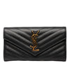 Saint Laurent Grain De Poudre Matelasse Chevron Monogram Flap Wallet Secondhand