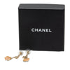 Chanel CC Gold Plated Enamel Camellia Drop Push Back Earrings Secondhand