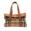 Burberry Leather Trimmed House Check Canvas Handbag Secondhand