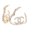 Secondhand Chanel CC Gold Plated Rhinestones Heart Hoop Earrings