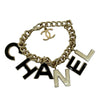 Chanel CC Gold Plated Lacquered Logo Letter Charms Chain Bracelet Secondhand