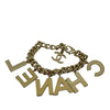 Chanel CC Gold Plated Lacquered Logo Letter Charms Chain Bracelet Secondhand