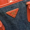Prada Saffiano Trimmed Denim Open Convertible Tote Secondhand