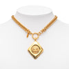 Chanel Gold Plated CC Diamond Shape Pendant Necklace Secondhand