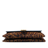 Secondhand Saint Laurent Chevron Calfskin and Leopard Printed Calf Hair Classic Monogram Envelope Crossbody