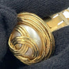 Chanel Gold Plated CC Faux Pearl Round Clip on Earrings Secondhand