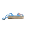 Valentino Garavani Tassels Fringe Canvas & Leather Espadrilles Sandals in Blue, Size 37 EU Secondhand