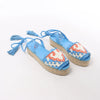 Valentino Garavani Tassels Fringe Canvas & Leather Espadrilles Sandals in Blue, Size 37 EU Secondhand