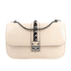 Valentino Rockstud Glam Lock Leather Chain Shoulder Bag in Beige Secondhand