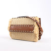 Valentino Garavani Straws x Leather Shoulder bag Beige x Brown Secondhand