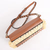 Valentino Garavani Straws x Leather Shoulder bag Beige x Brown Secondhand