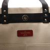 Valentino Garavani VLTN Canvas x Leather Shoulder Bag in Beige x Black Secondhand
